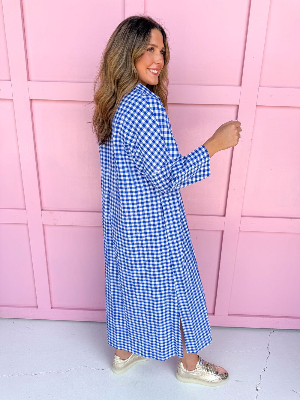 ADRIENNE | Regan Dress - Royal Seer Gingham