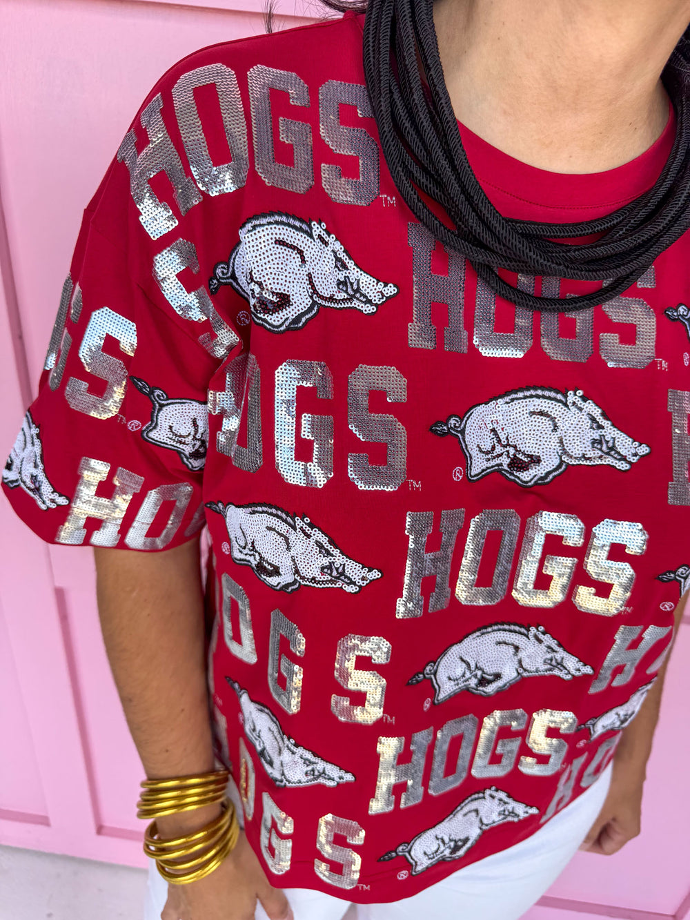 Stewart Simmons | Sequin Repeat Tee - Arkansas®