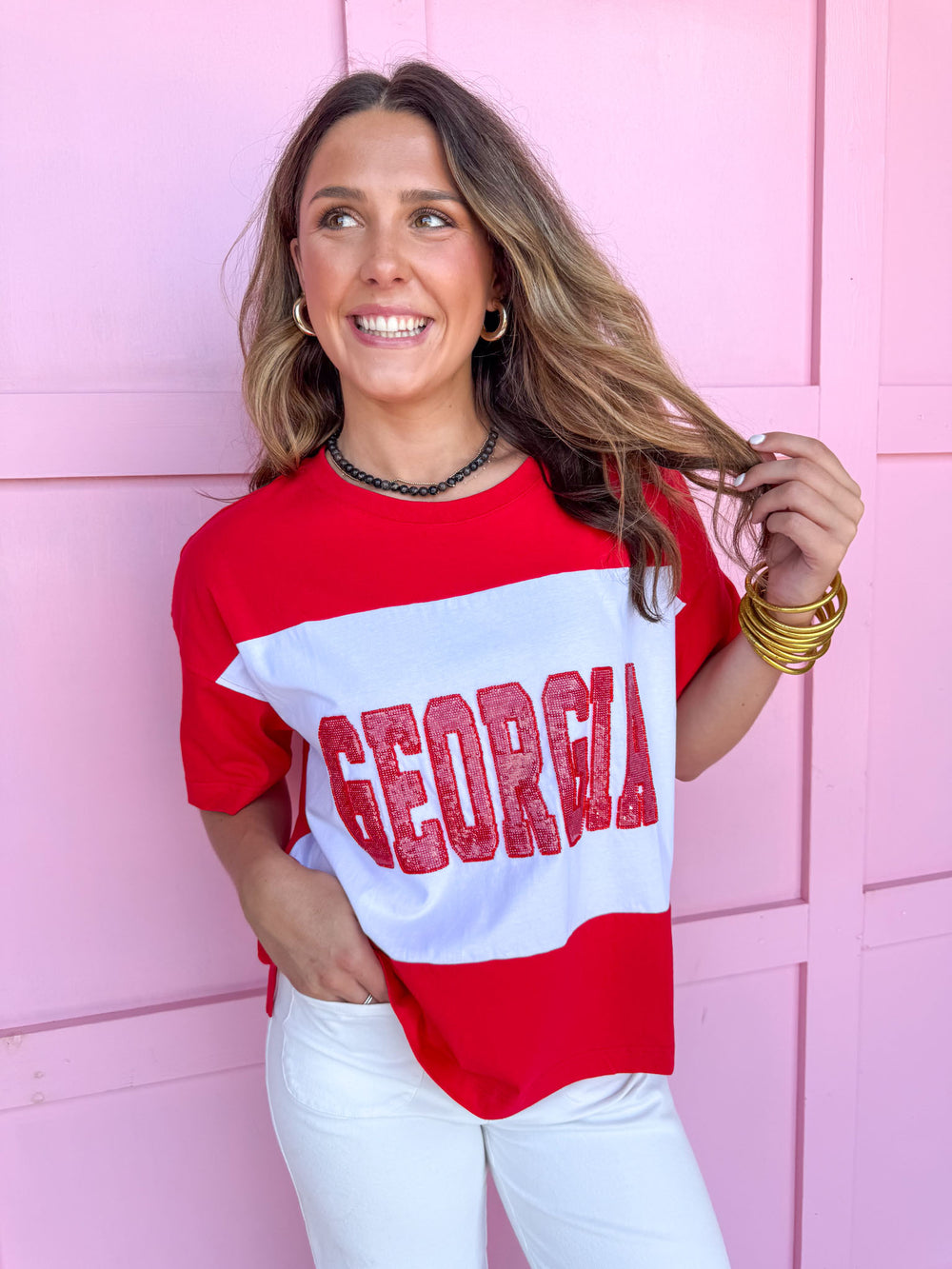 Stewart Simmons | Color Block Sequin Tee - Georgia®