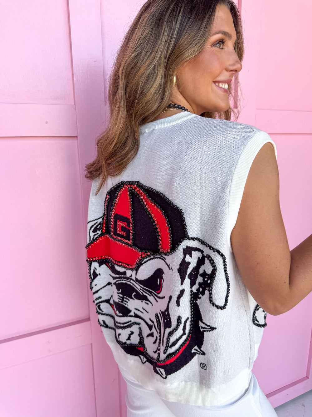 QUEEN OF SPARKLES UGA® Bulldogs Dawgs Large Mascot Vest womens boutique Jincy's 