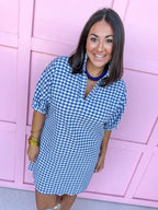 ADRIENNE | Charlotte Dress - Navy Seer Gingham