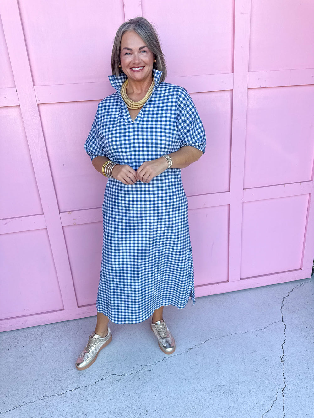 ADRIENNE | Blakely Dress - Navy Seer Gingham