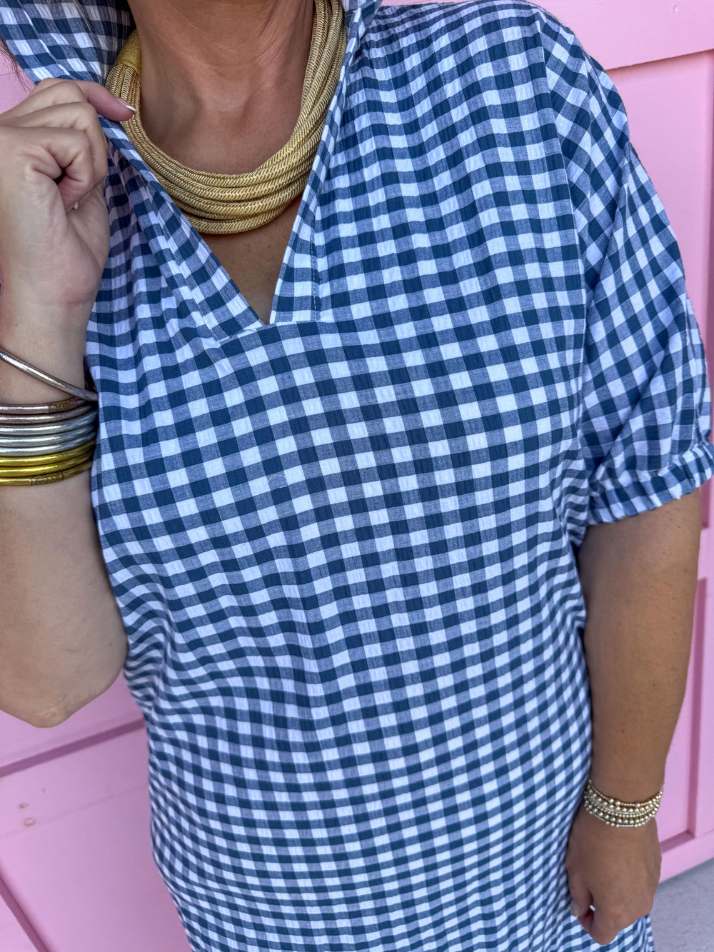 ADRIENNE | Blakely Dress - Navy Seer Gingham