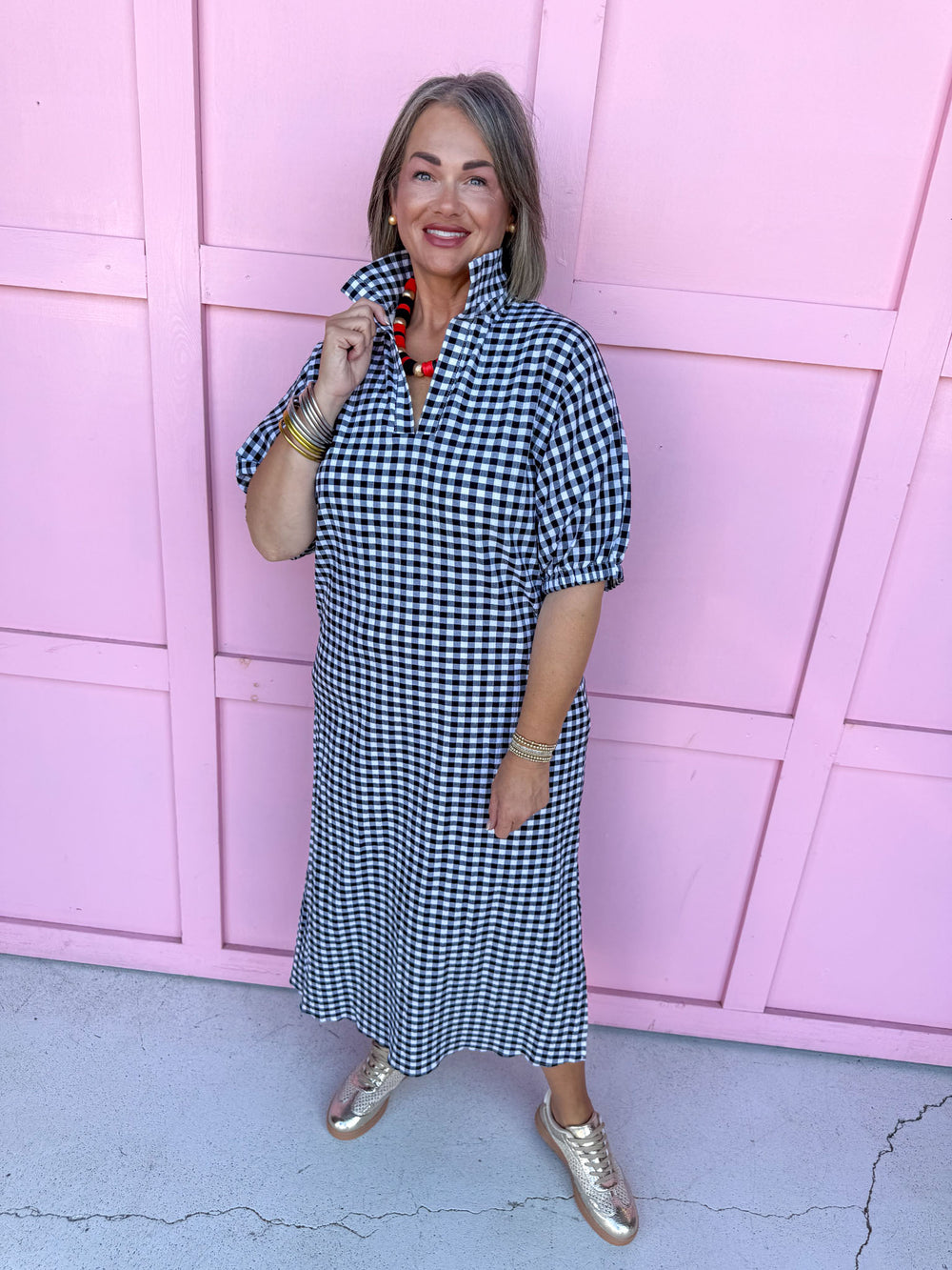 ADRIENNE | Blakely Dress - Black Seer Gingham