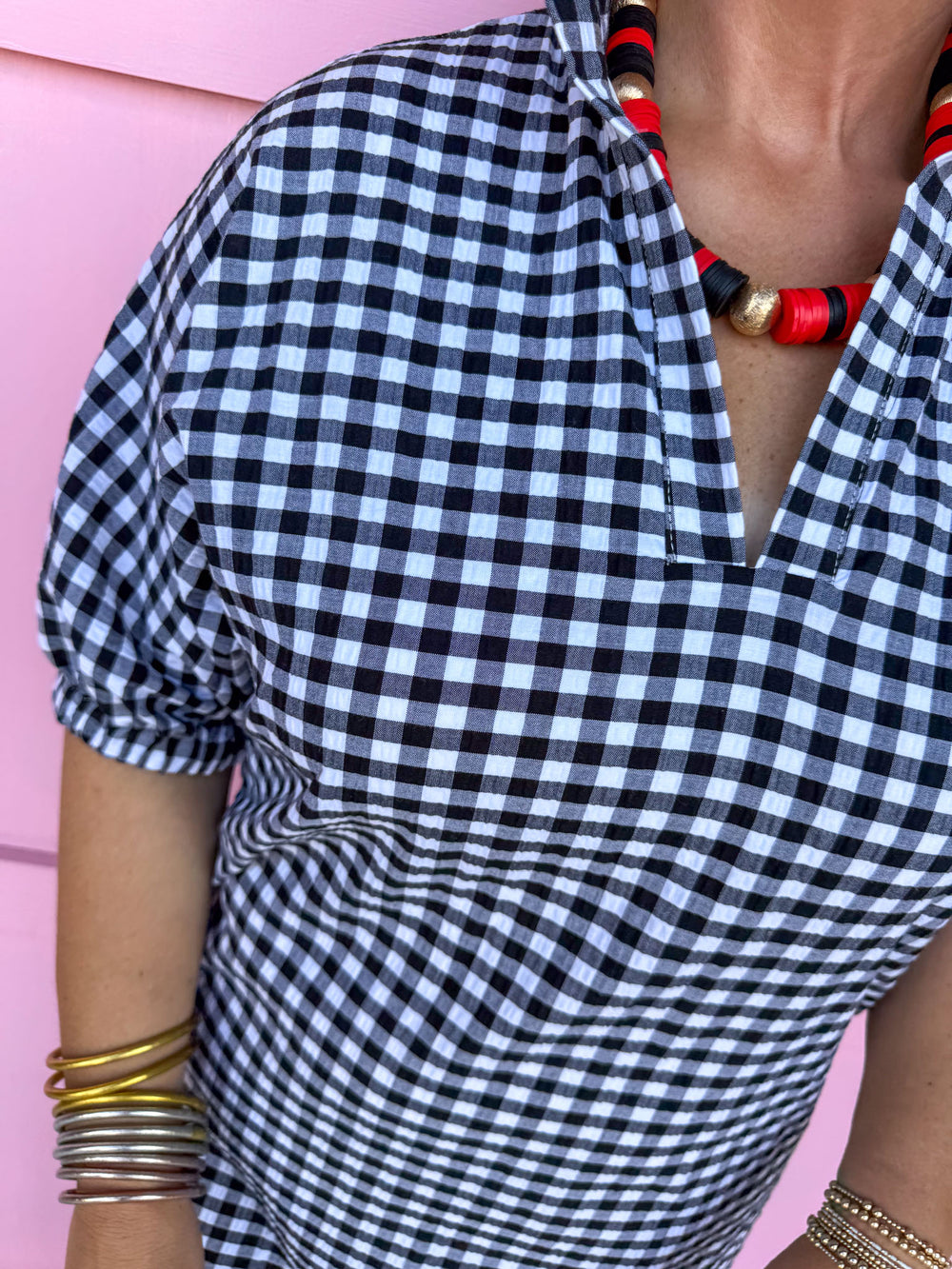 ADRIENNE | Blakely Dress - Black Seer Gingham