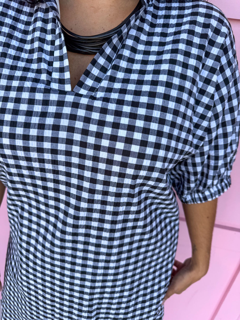 ADRIENNE | Charlotte Dress - Black Seer Gingham