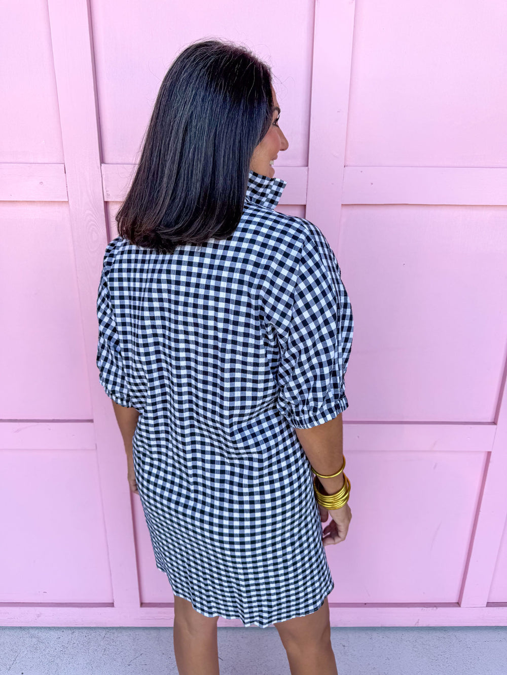ADRIENNE | Charlotte Dress - Black Seer Gingham