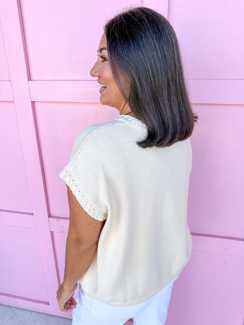 Signature Stitch Top - Light Beige