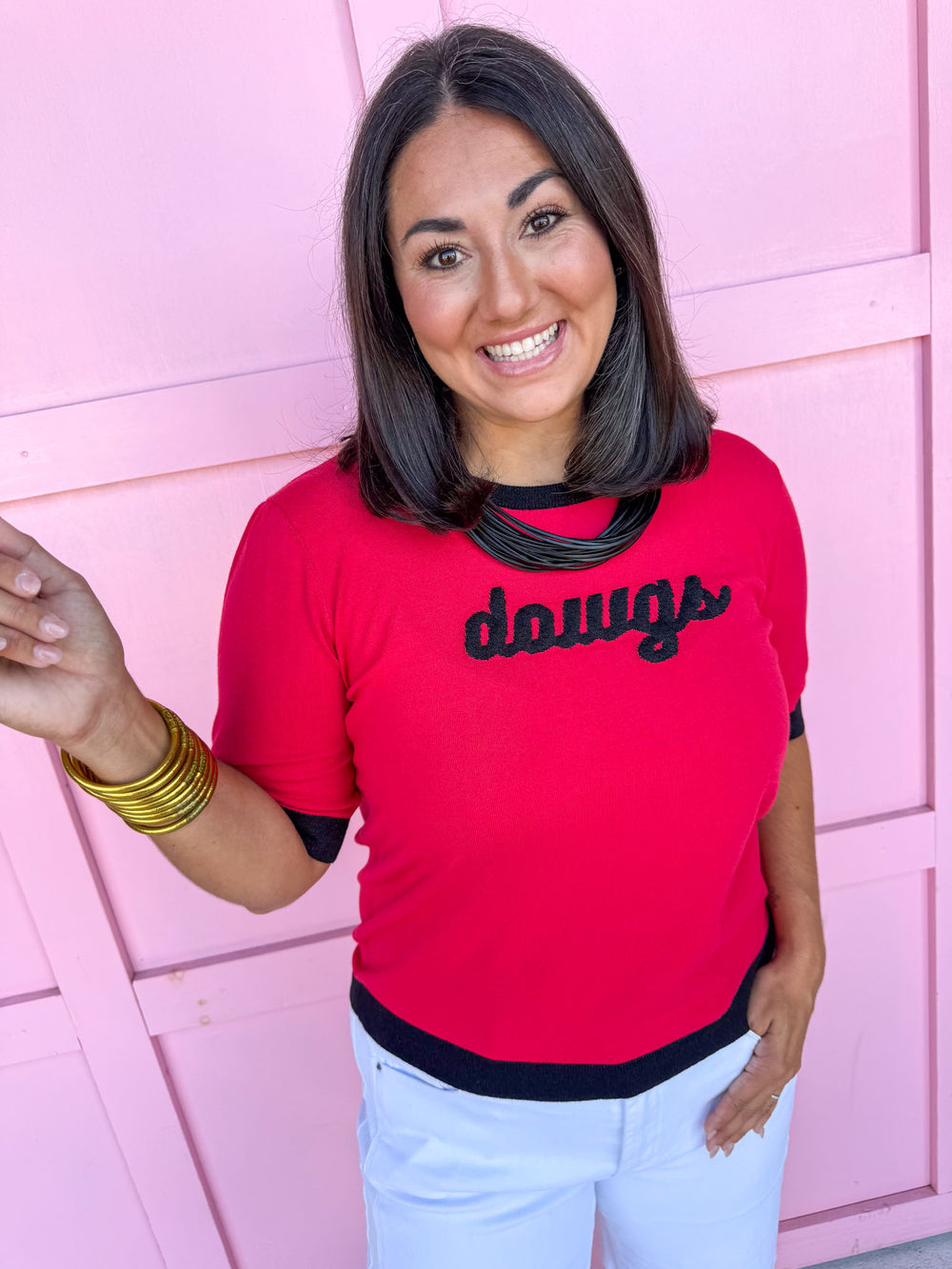 Georgia® Dawgs Short Sleeve Knit Top
