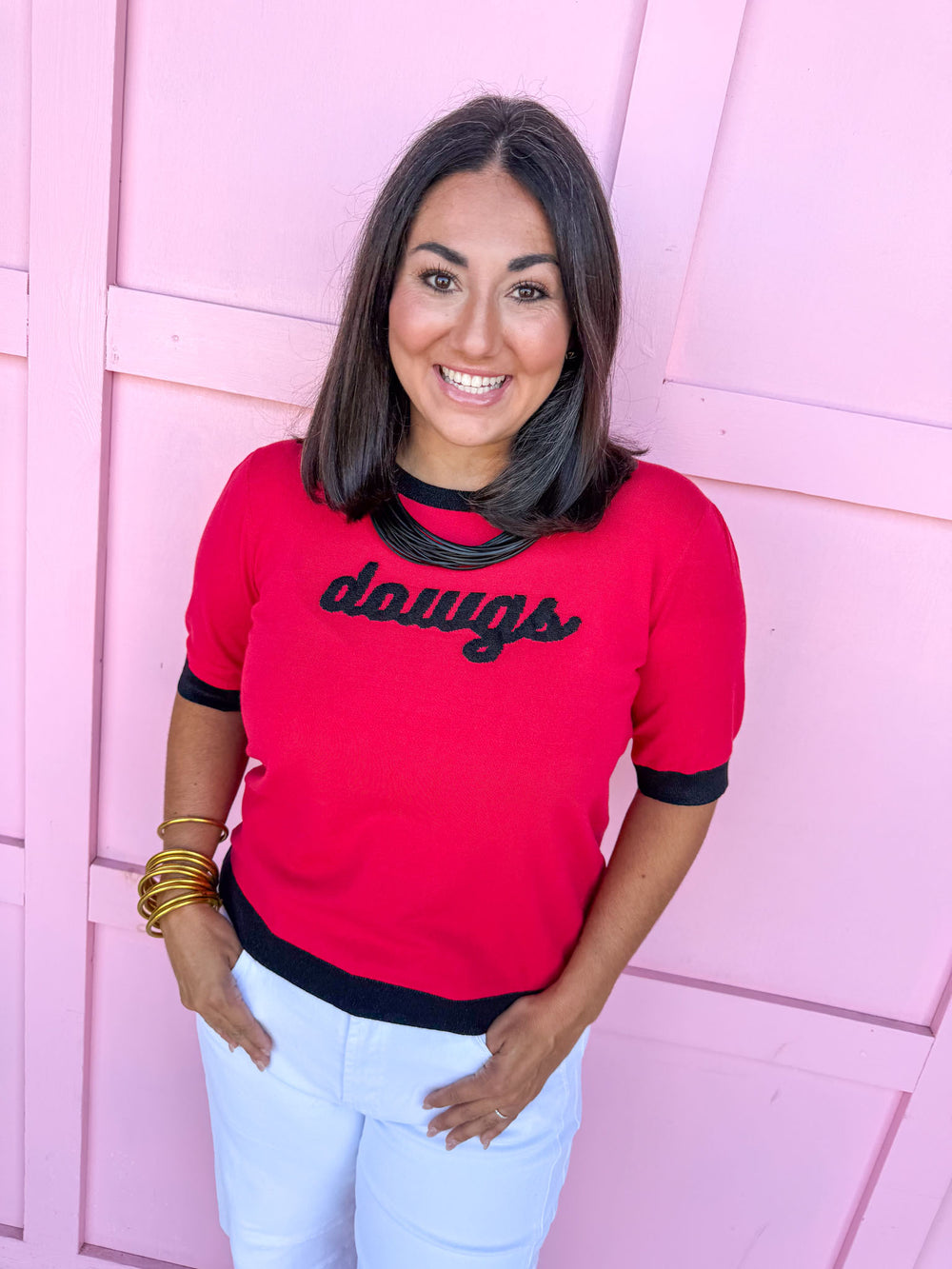 Georgia® Dawgs Short Sleeve Knit Top