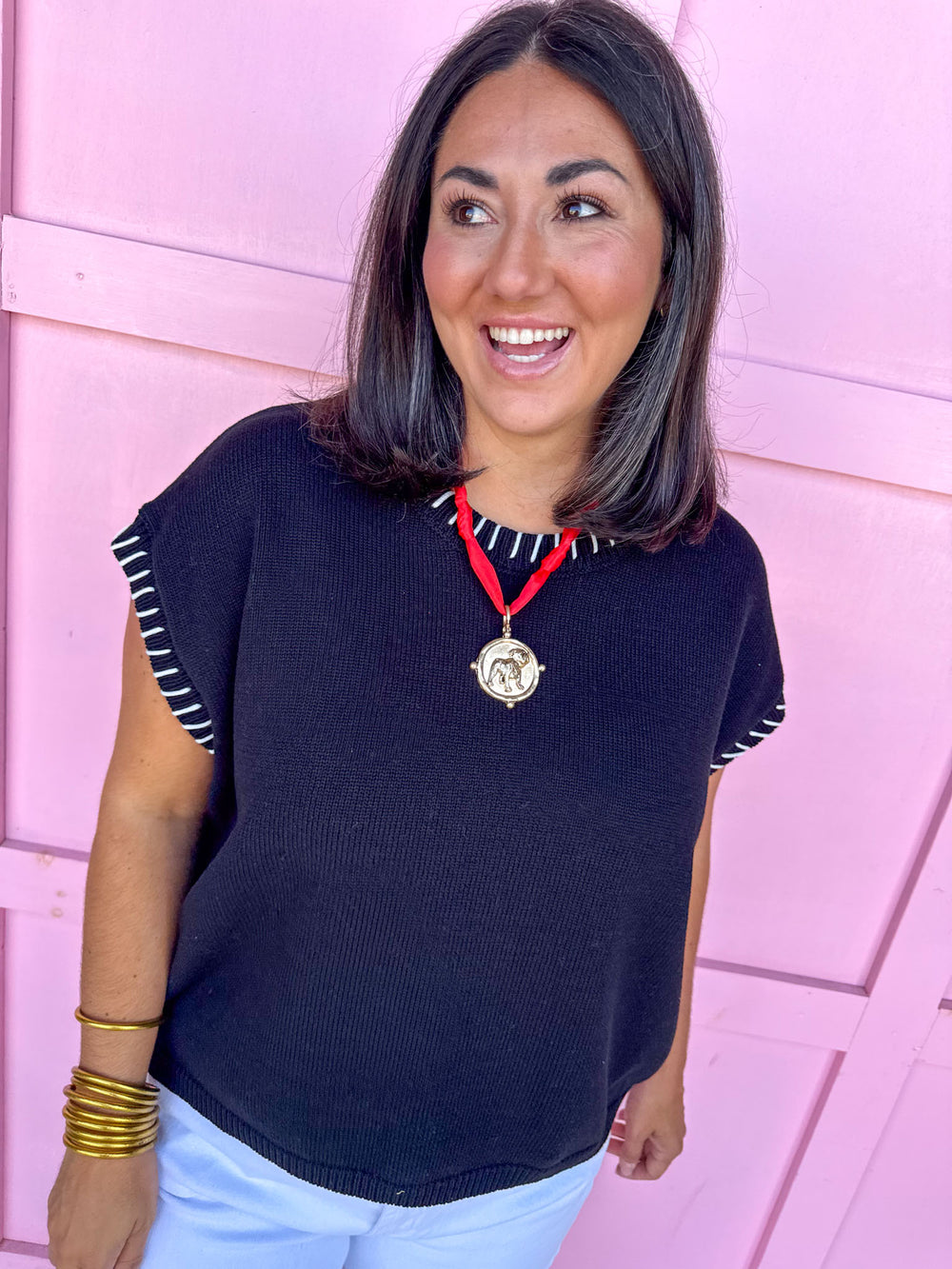 Signature Stitch Top - Black