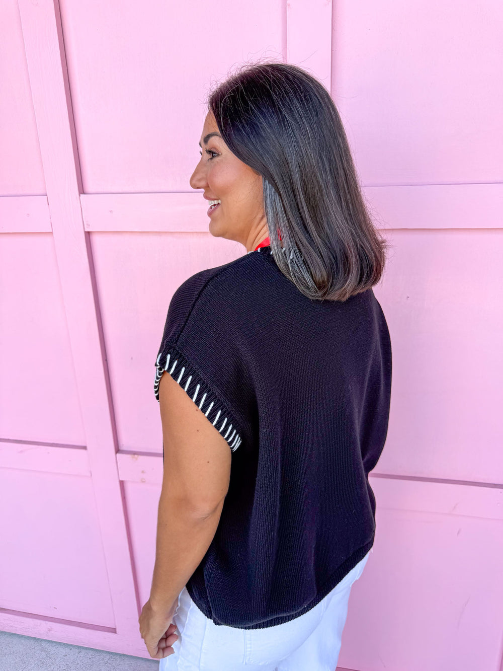 Signature Stitch Top - Black