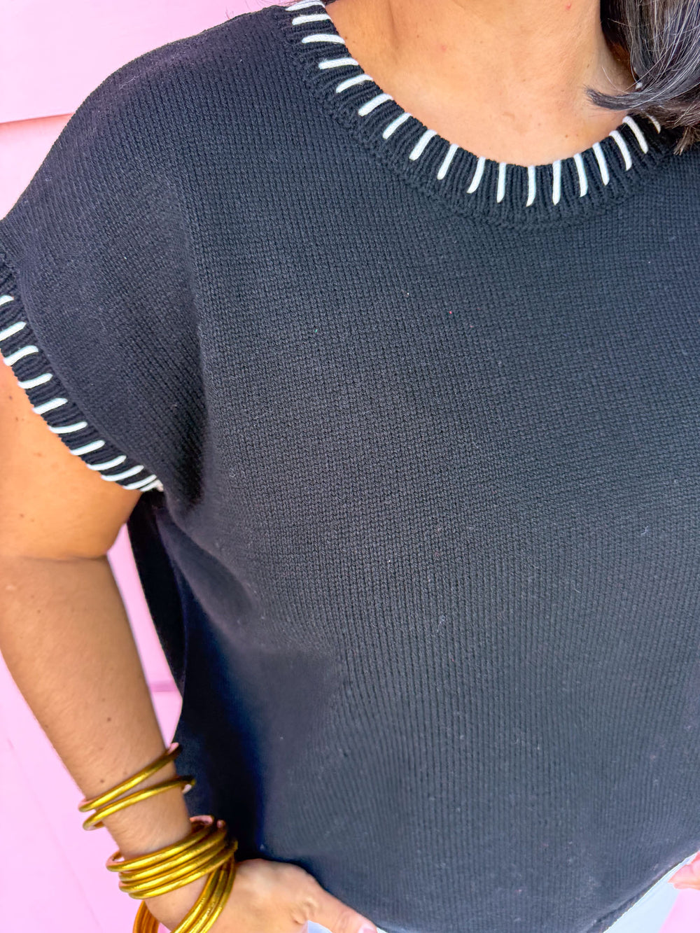 Signature Stitch Top - Black