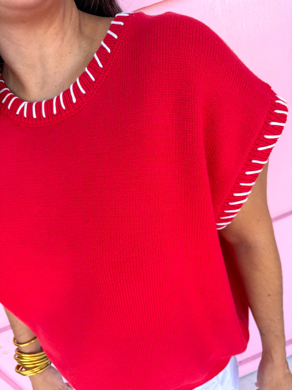 Signature Stitch Top - Ruby