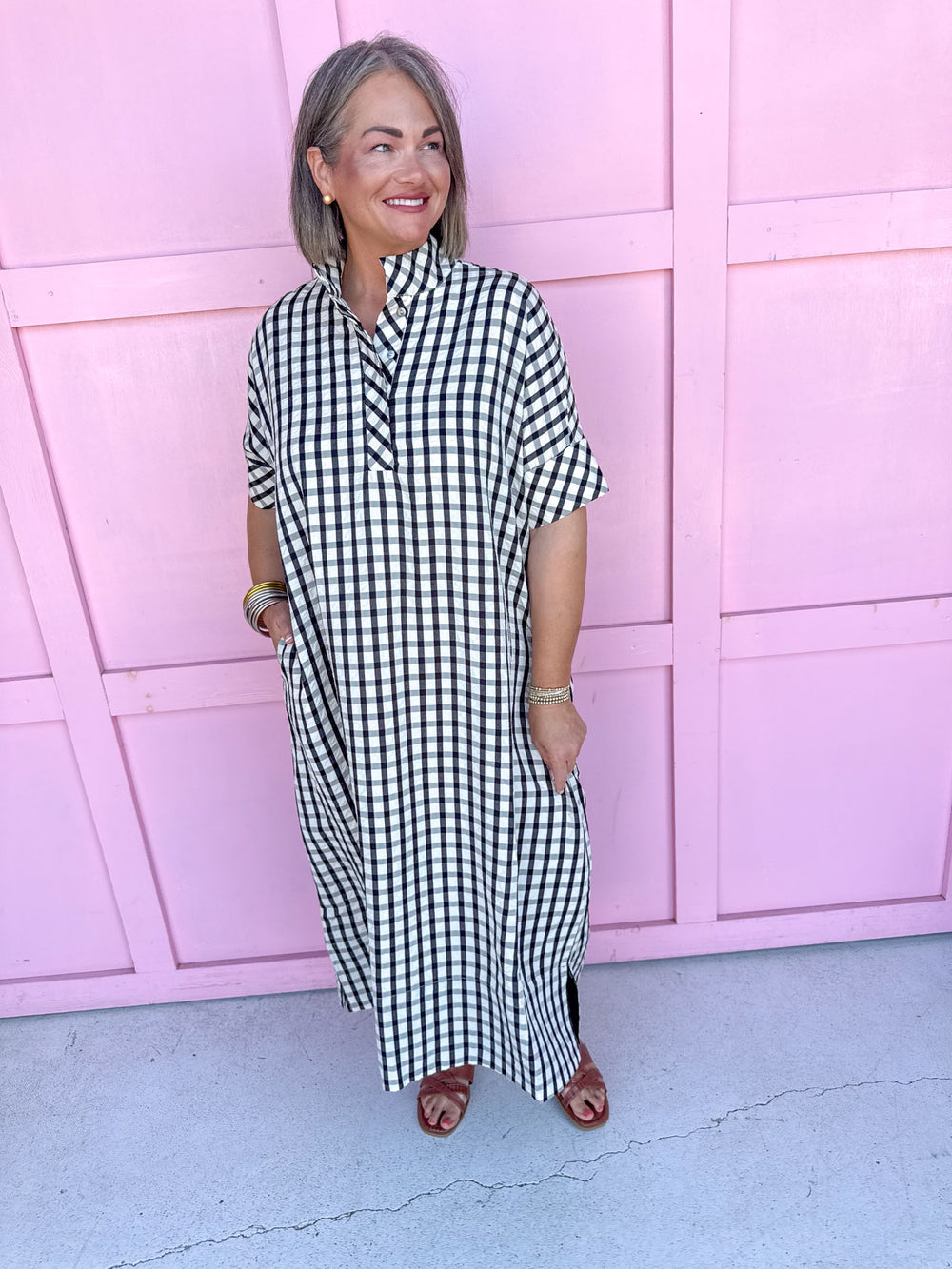 Autumn Wishes Gingham Dress - Black