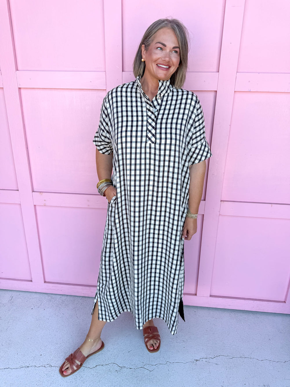Autumn Wishes Gingham Dress - Black