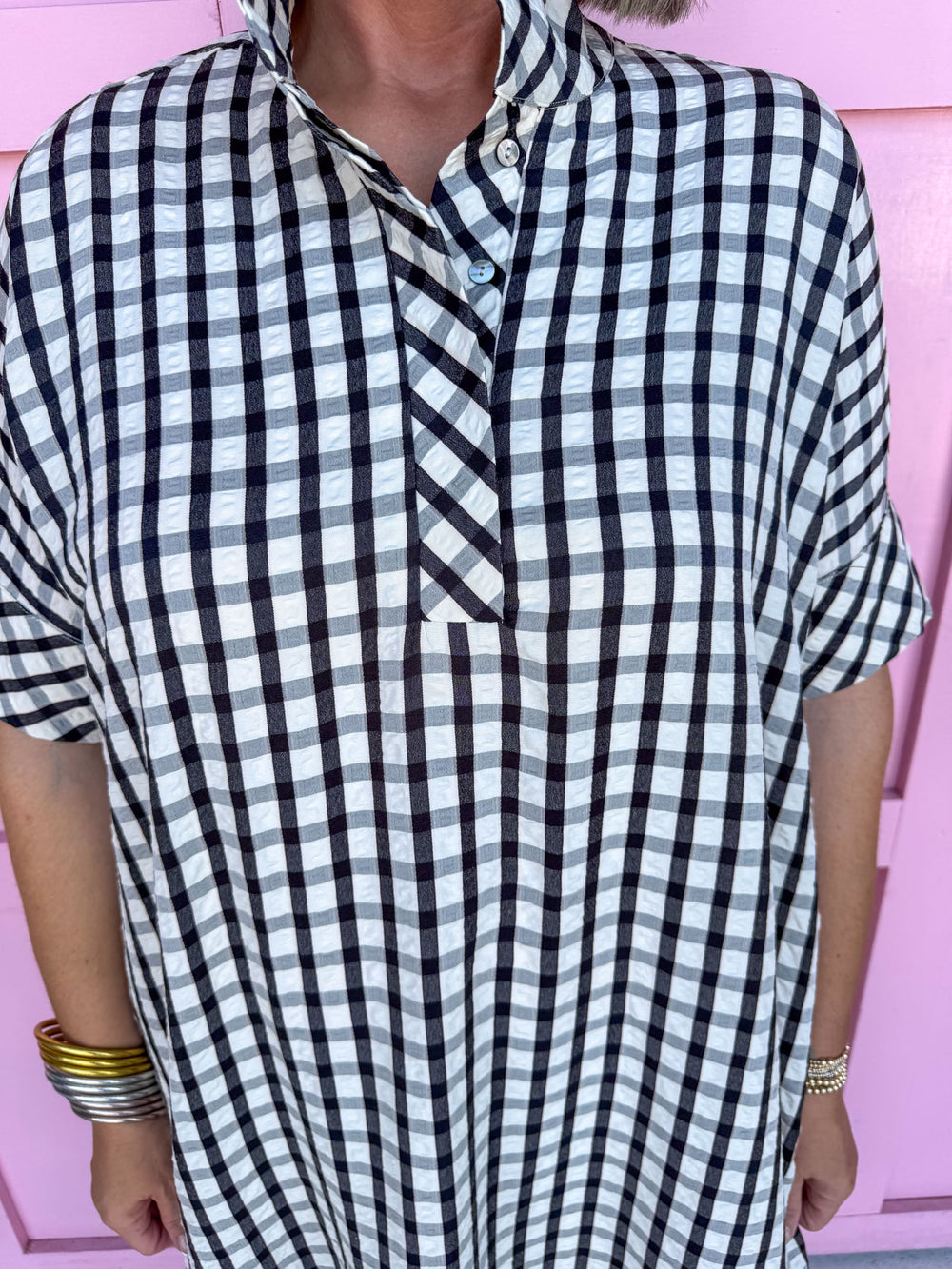 Autumn Wishes Gingham Dress - Black