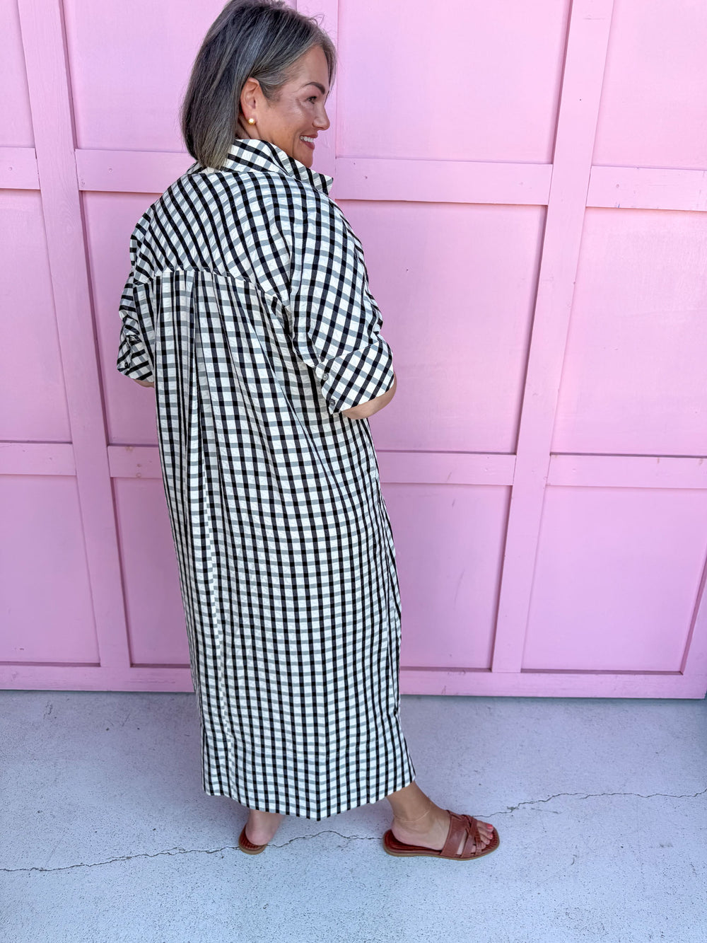 Autumn Wishes Gingham Dress - Black