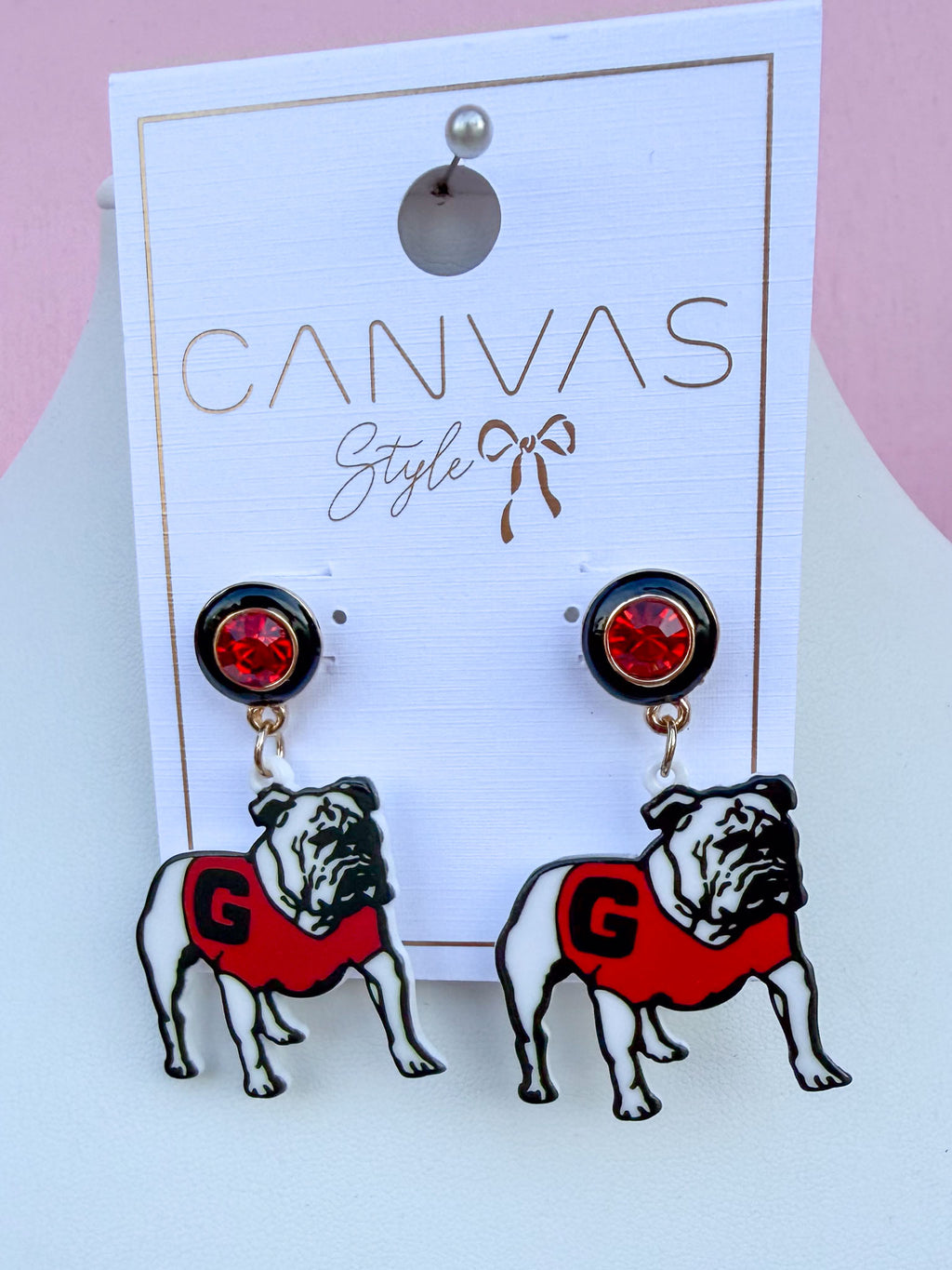 Canvas | Georgia® Hairy Dawg Resin Mascot Earrings - Red/Black