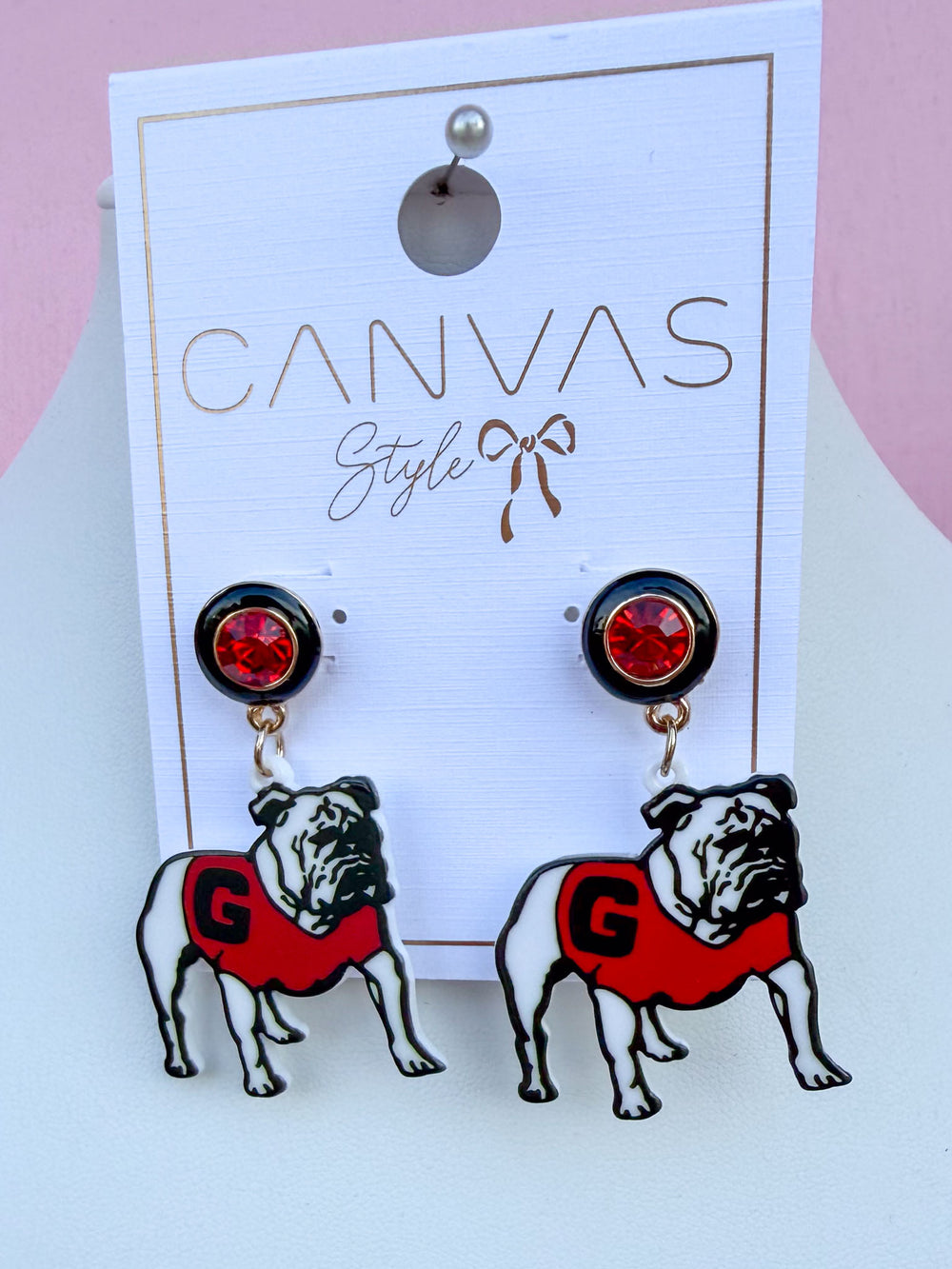 Canvas | Georgia® Hairy Dawg Resin Mascot Earrings - Red/Black