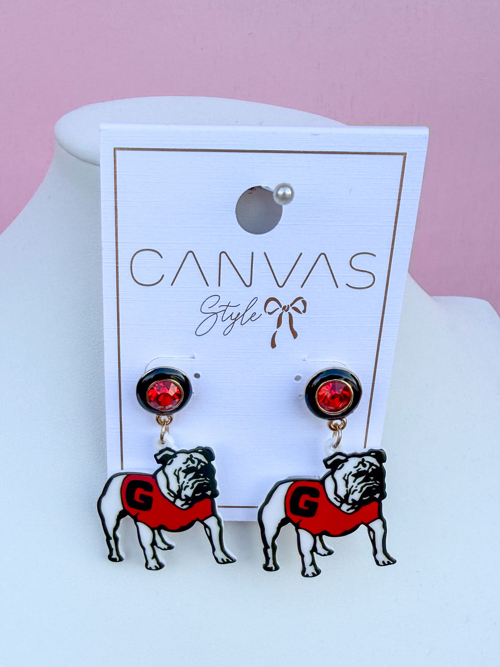 Canvas | Georgia® Hairy Dawg Resin Mascot Earrings - Red/Black
