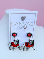 Canvas | Georgia® Hairy Dawg Resin Mascot Earrings - Red/Black