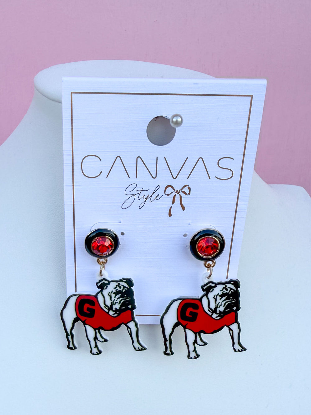 Canvas | Georgia® Hairy Dawg Resin Mascot Earrings - Red/Black