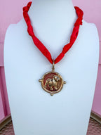 Standing Bulldog Scarf Necklace - Red