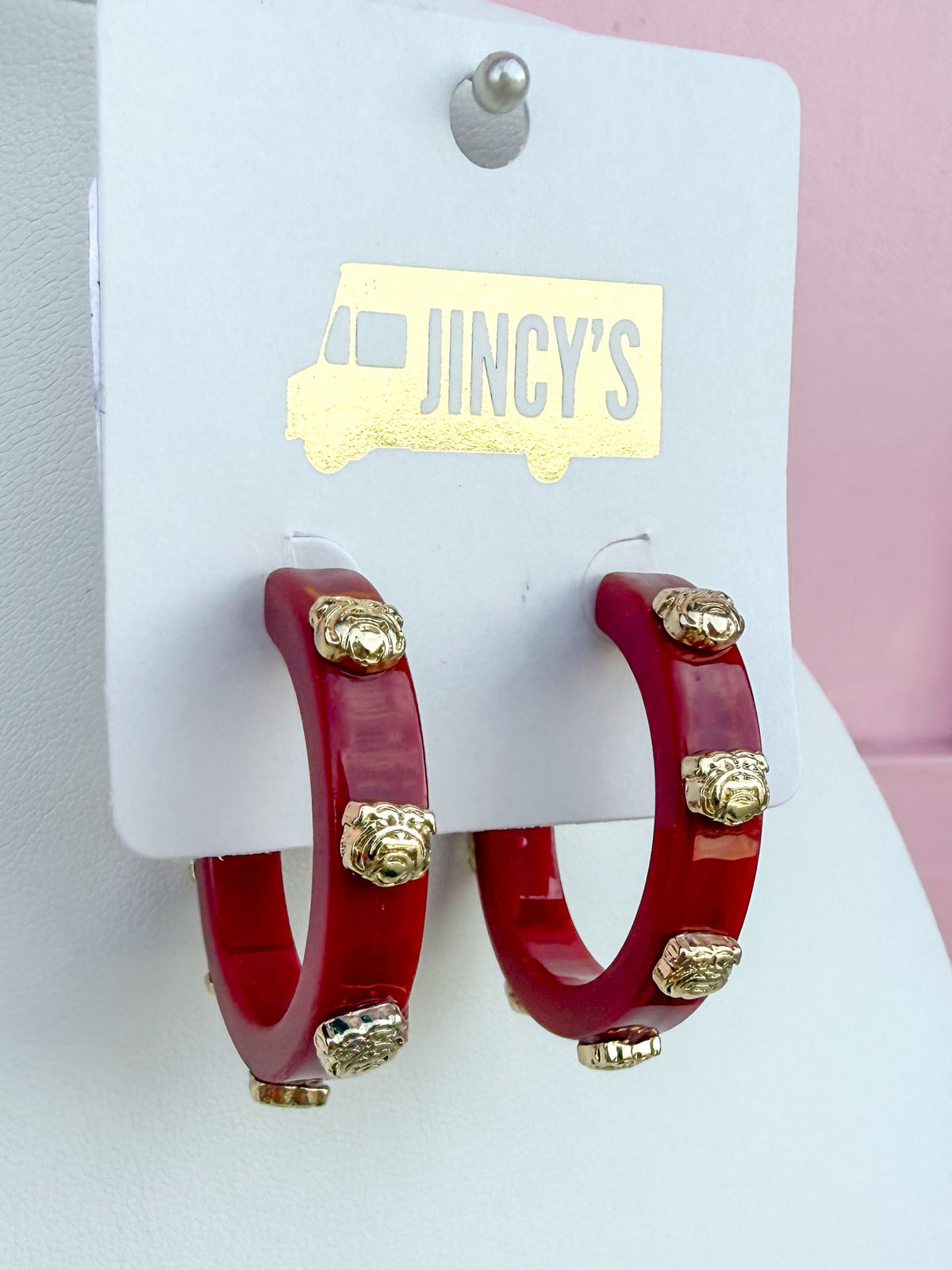 Red Acrylic Bulldog Head Hoop