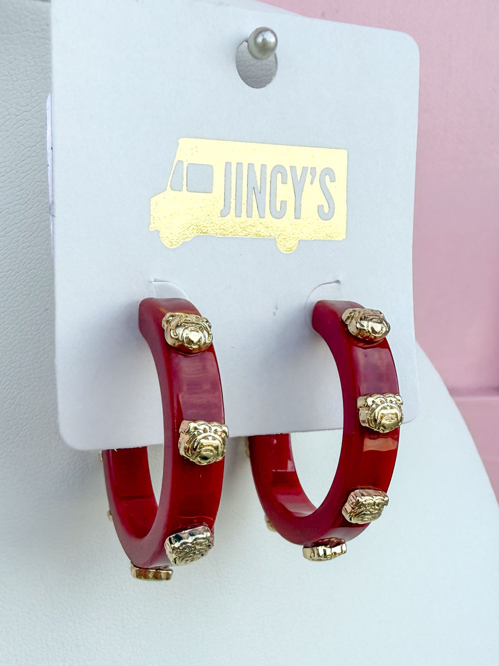Red Acrylic Bulldog Head Hoop
