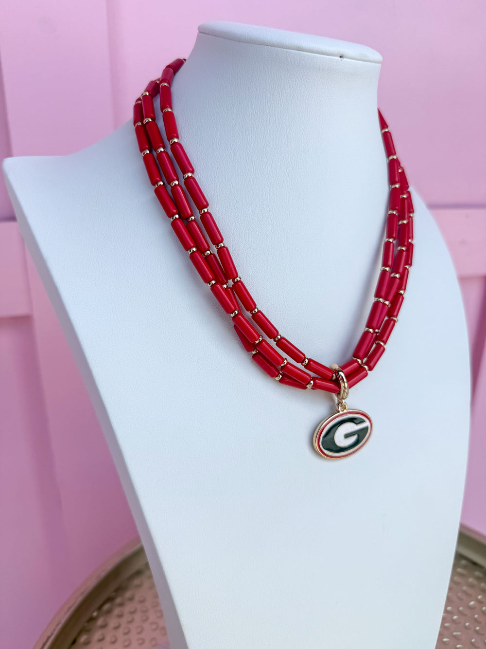 Canvas | Georgia® Bulldogs Multi-Strand Beaded Logo Necklace