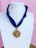Flying Eagle Scarf Necklace - Navy