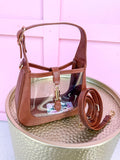 CLEARLY | Paige Clear Handbag - Saddle