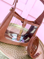 CLEARLY | Paige Clear Handbag - Saddle