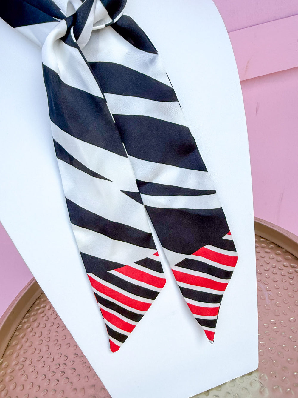 Caroline Hill | Harper Stripe Skinny Scarf - Red/Black