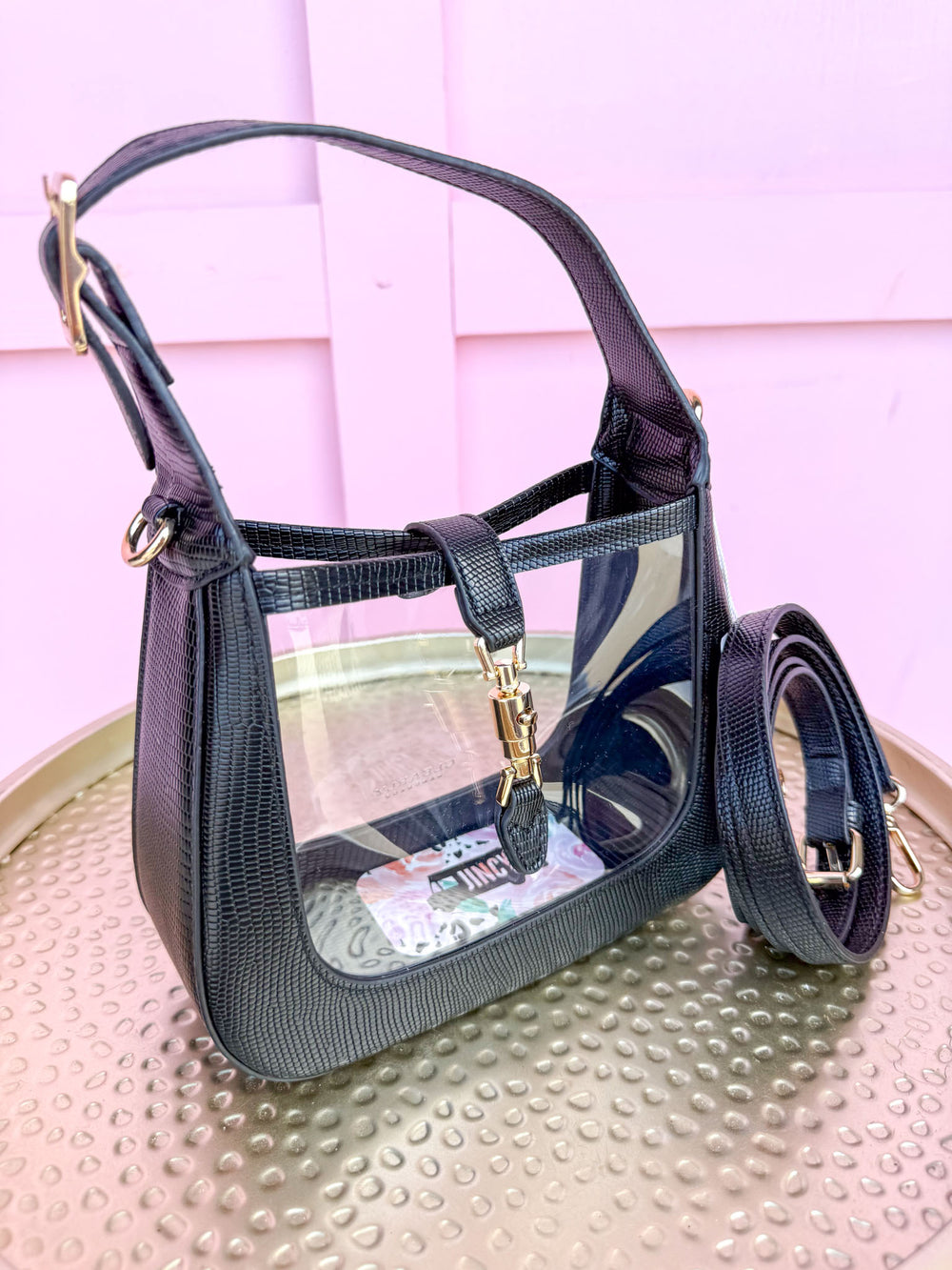 CLEARLY | Paige Clear Handbag - Black