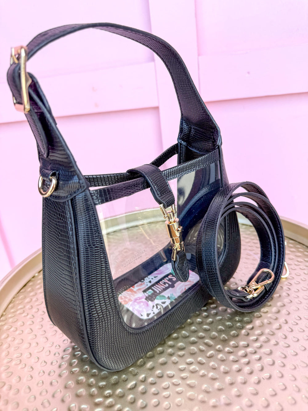 CLEARLY | Paige Clear Handbag - Black