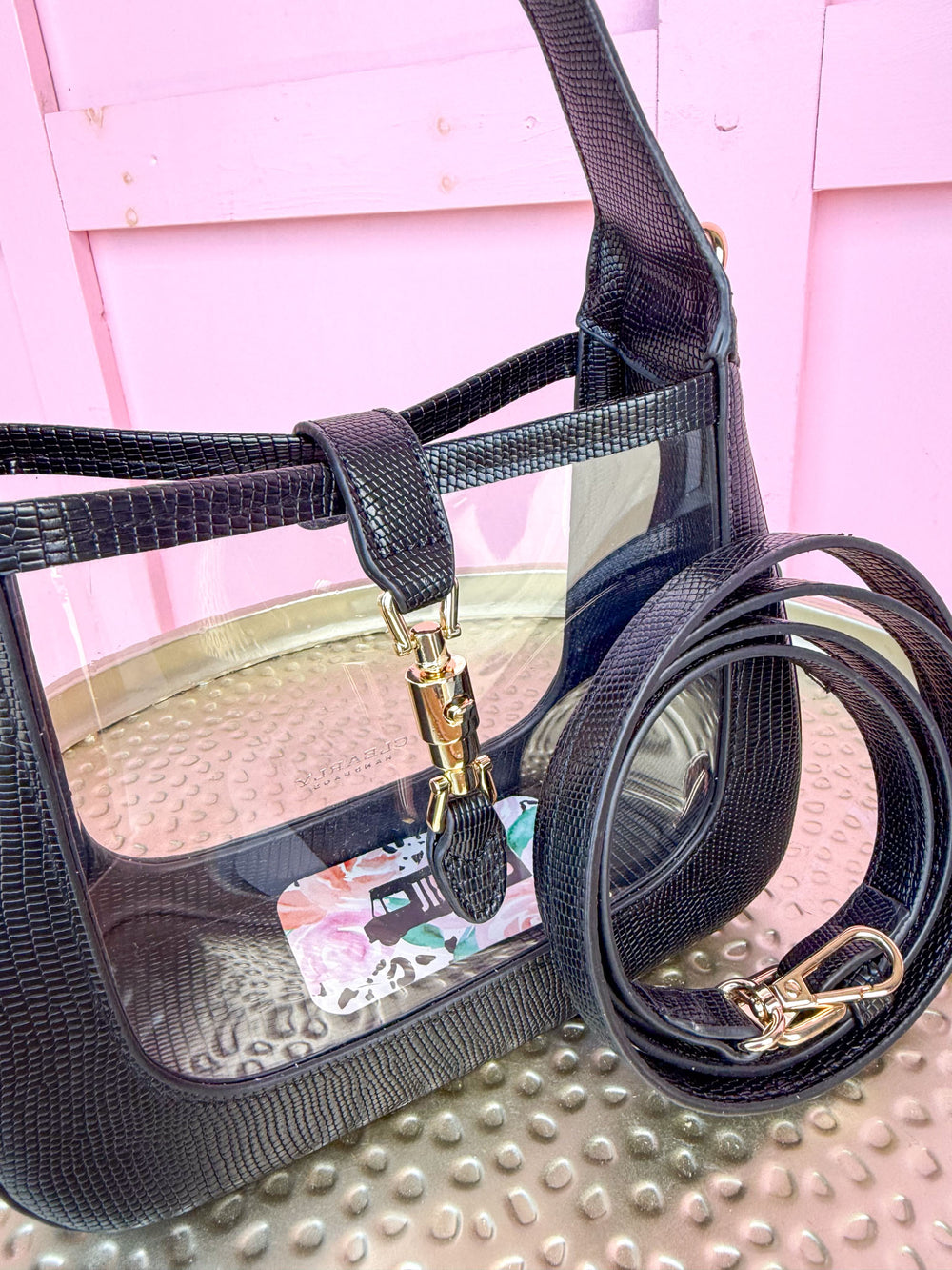 CLEARLY | Paige Clear Handbag - Black