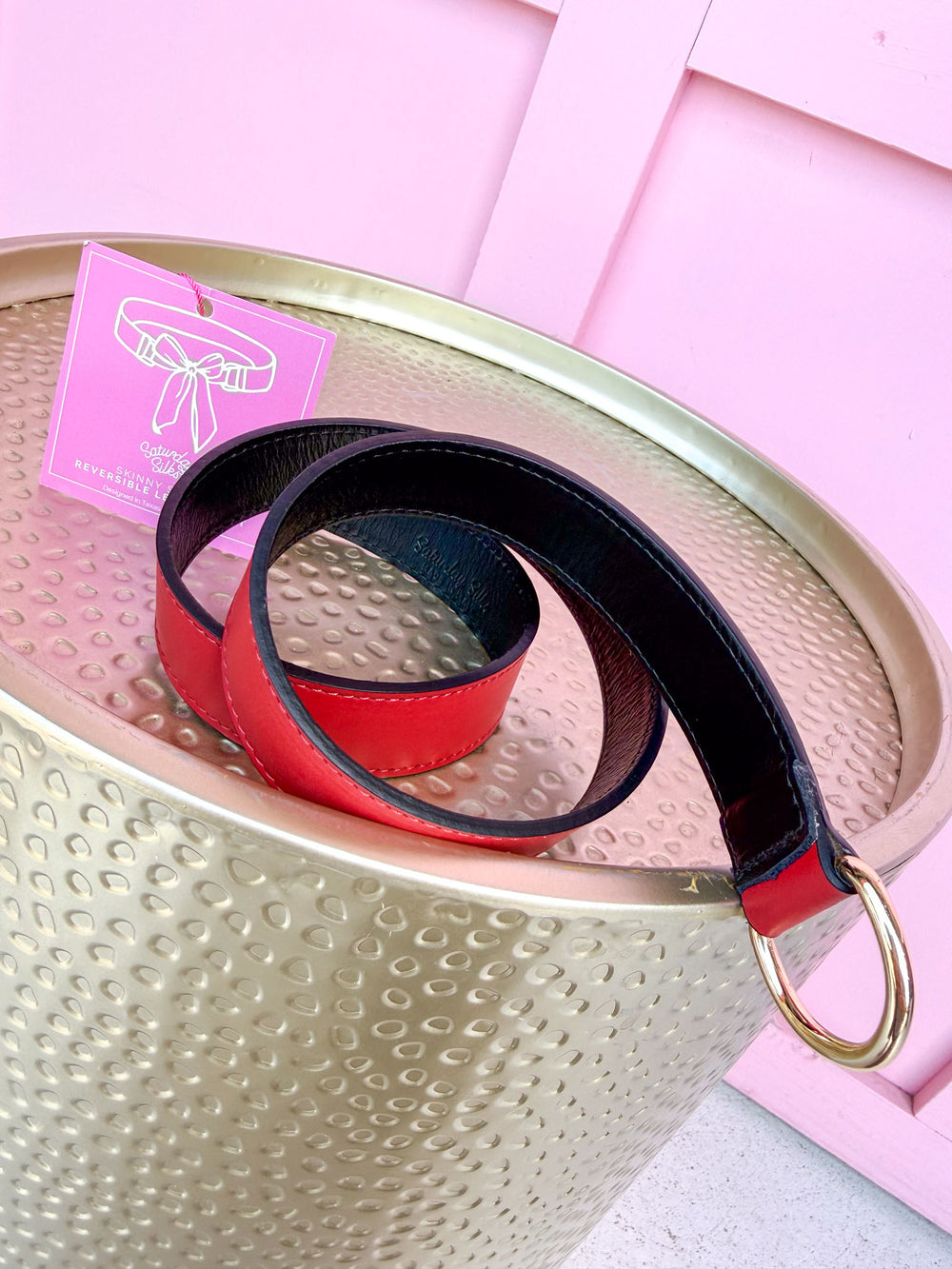 Skinny Scarf Reversible Belt - Red/Black