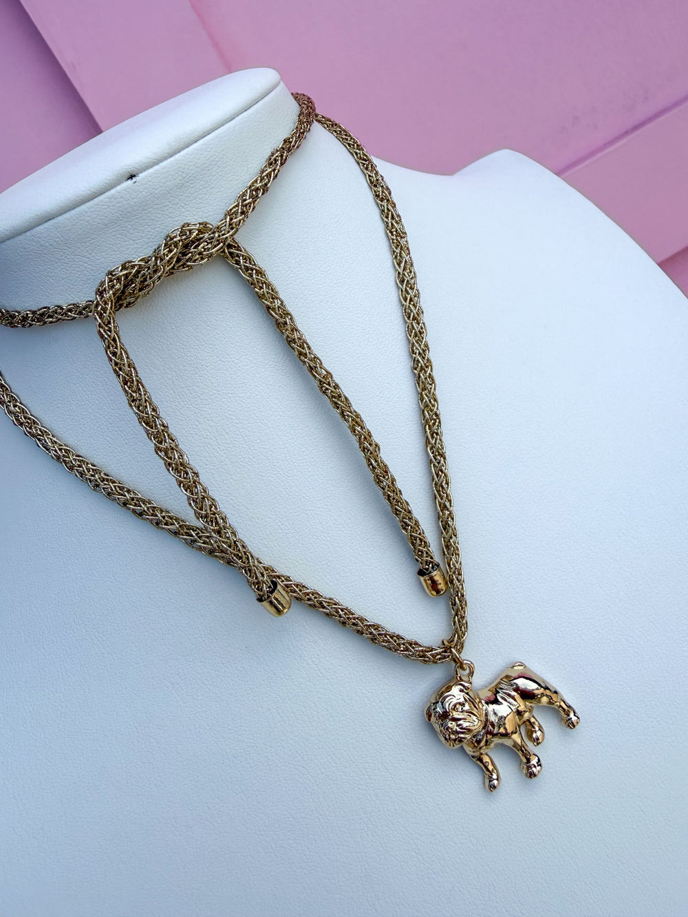 Caroline Hill | Corie Cord Necklace - Standing Bulldog