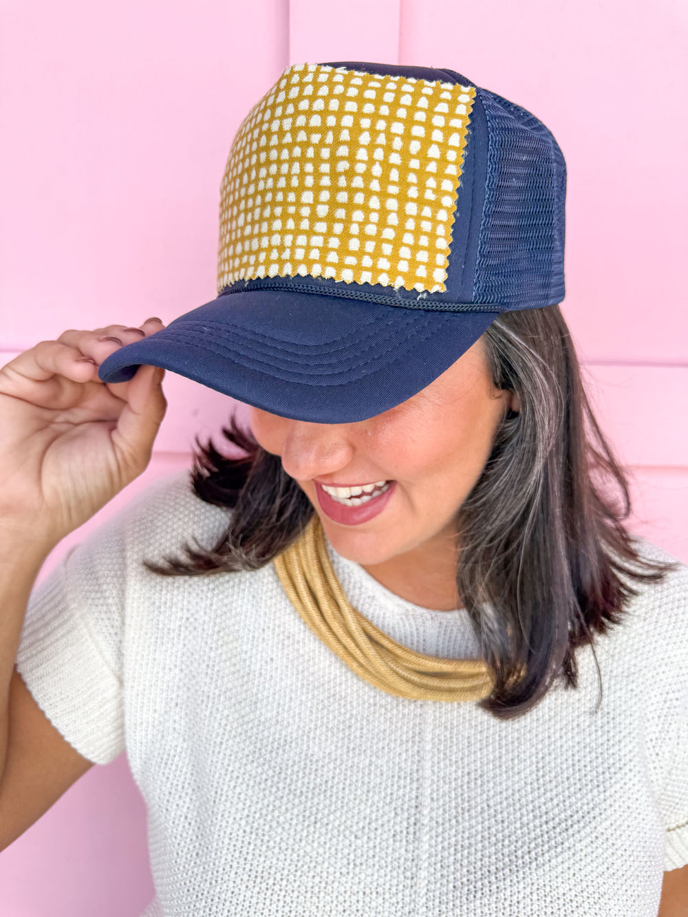Tucker's Truckers | Sideline Social Collection - Navy/Gold Swiss Dots