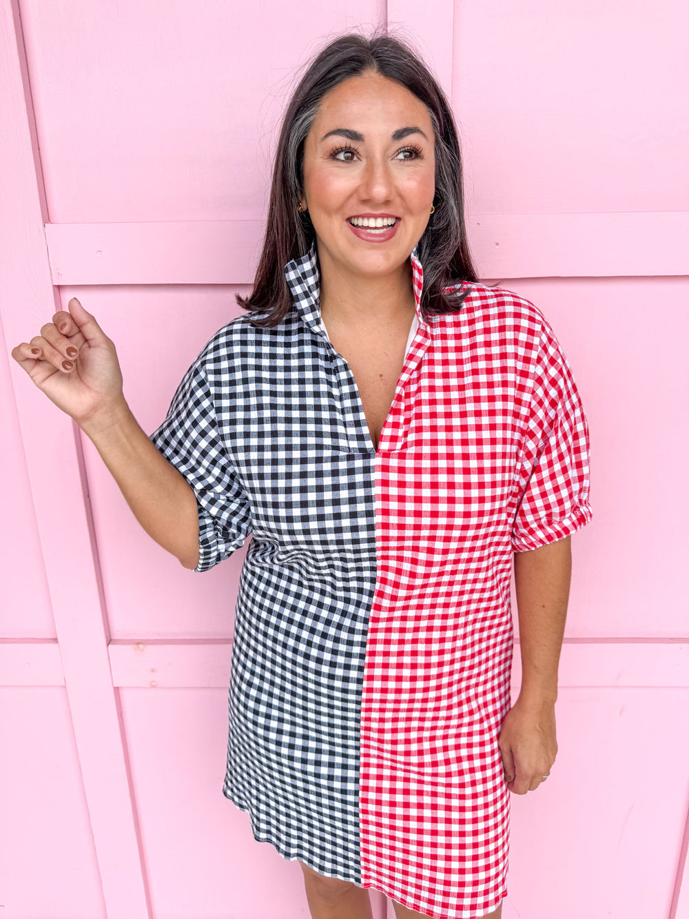 ADRIENNE | Charlotte Dress - Red/Black Seer Gingham