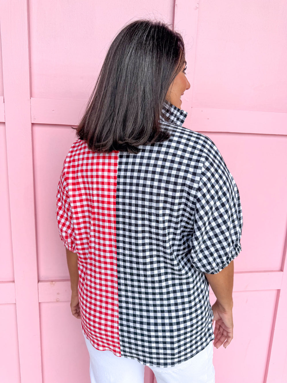 ADRIENNE | Sloan Top - Red/Black Seer Gingham