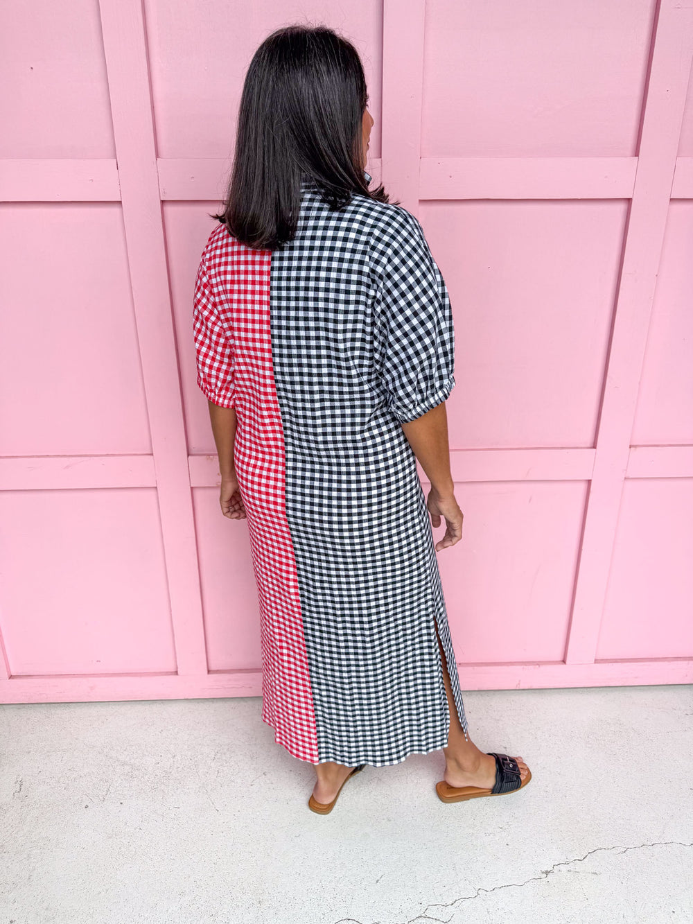 ADRIENNE | Blakely Dress - Red/Black Seer Gingham
