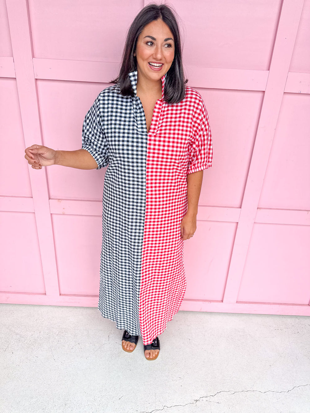 ADRIENNE | Blakely Dress - Red/Black Seer Gingham