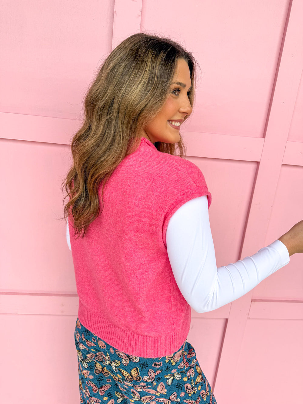 Piper Vest Cardigan - Bubblegum