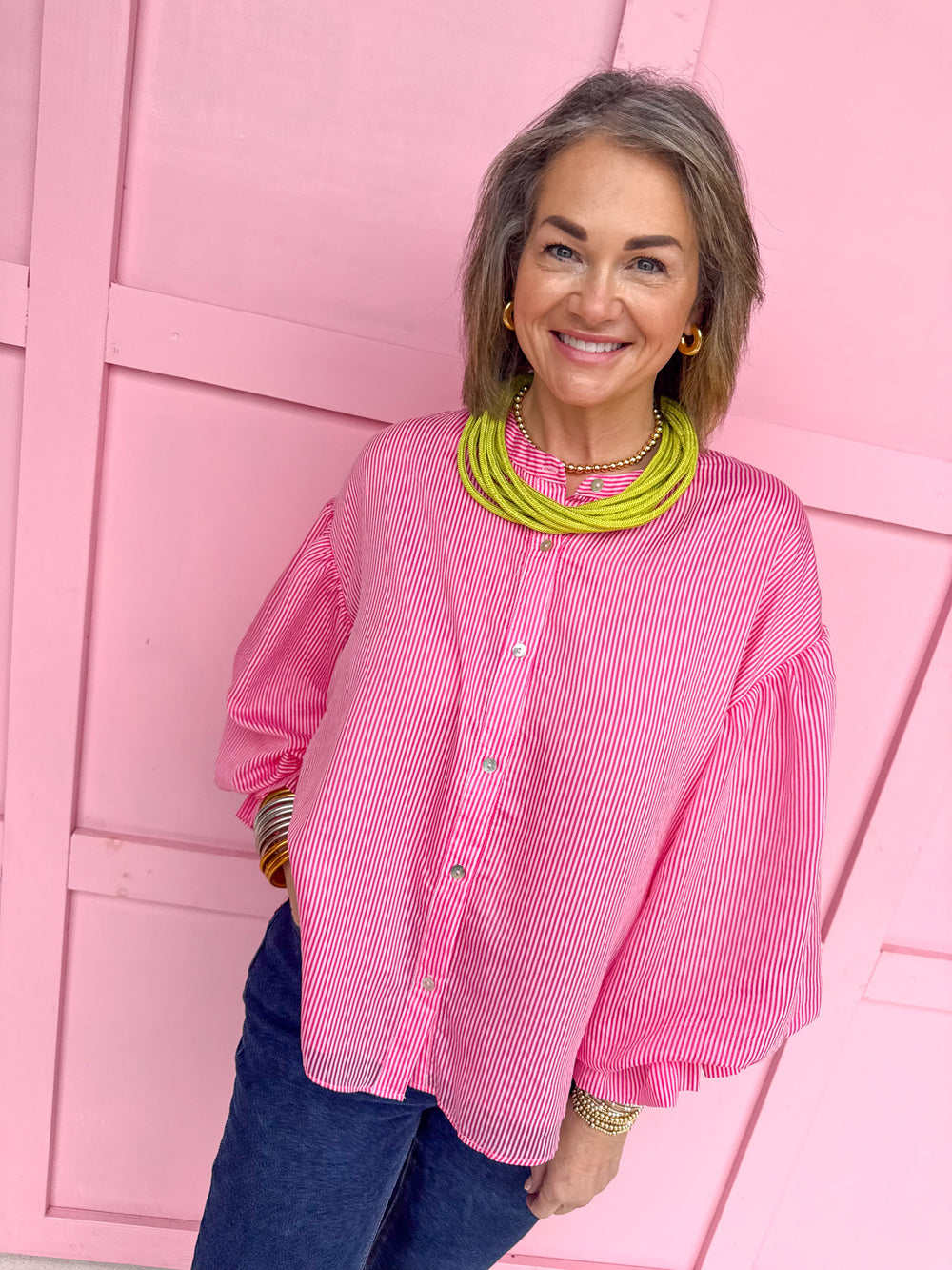 Stripe Expectations Top - Pink