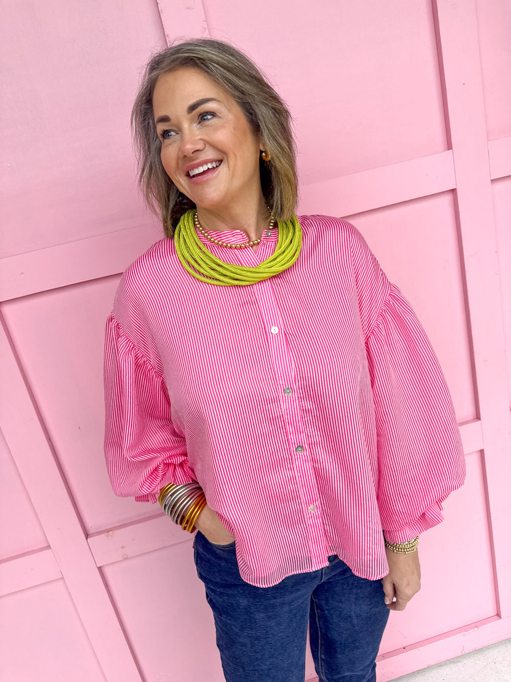 Stripe Expectations Top - Pink
