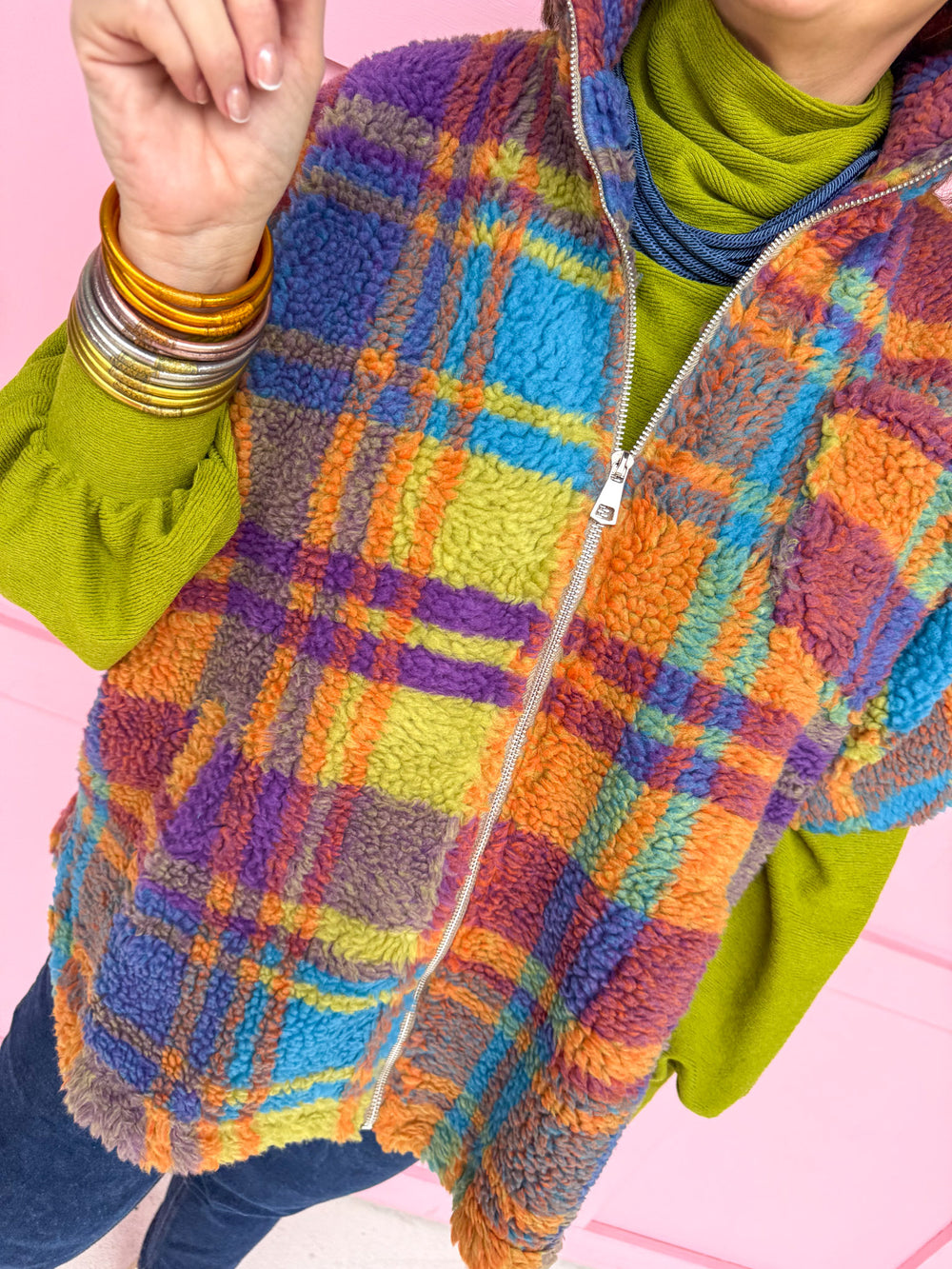 Plaid & Perfect Sherpa Vest