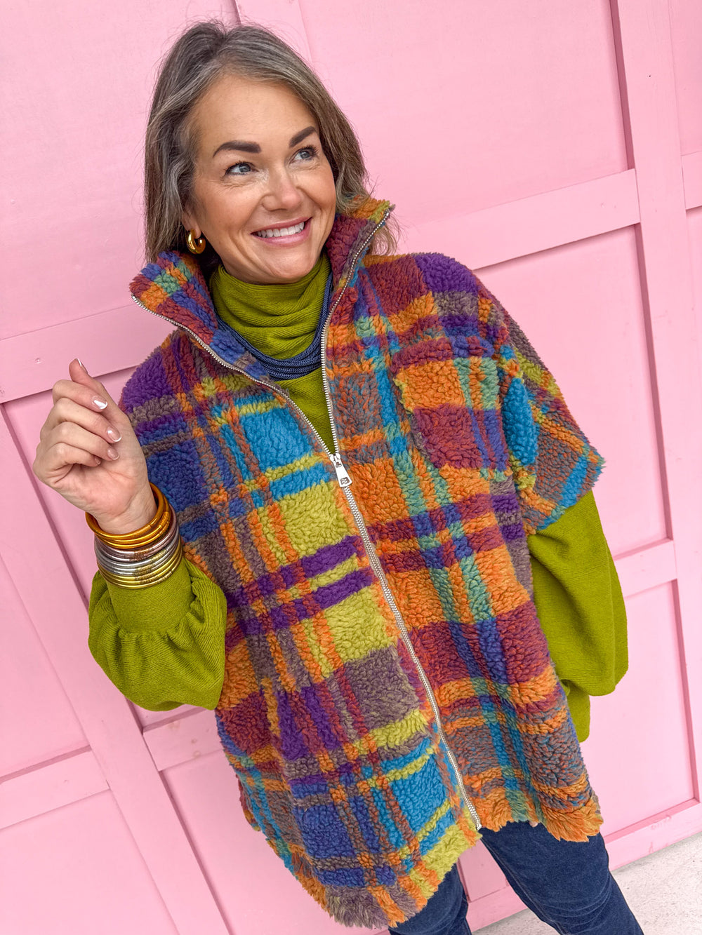 Plaid & Perfect Sherpa Vest